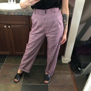 Pink plaid trouser